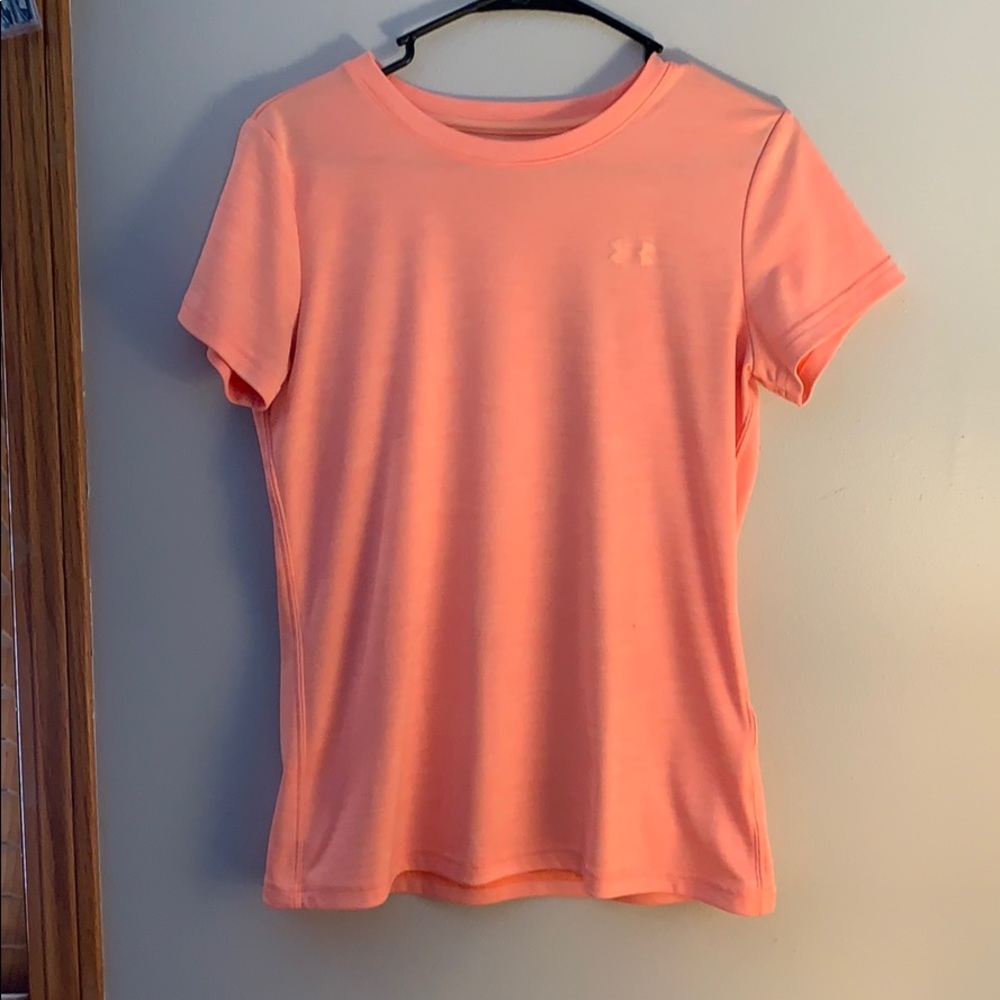 Coral Under Armour workout tee